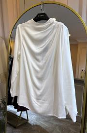 zems tek omuz büzgü detaylı cupra viskon bluz ekru 2