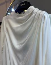 zems tek omuz büzgü detaylı cupra viskon bluz ekru 3