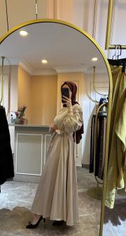 ceremony kolları katlama büzgü minik aksesuar detaylı belden lastikli paper touch elbise taş 2