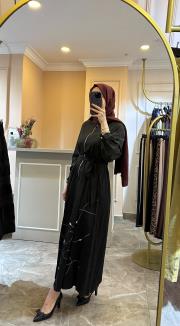 ceremony yarım patlı fermuarlı poplin elbise siyah 4