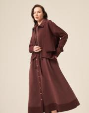 ceremony önden iki cepli kısa dubai ceket kızıl kahve