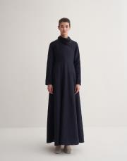 kk desıgn %100 keten parçalı elbise lacivert