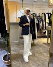 kk desıgn %100 keten blazer lacivert 3