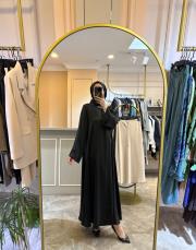 zems omuz detaylı kupra elbise siyah 5