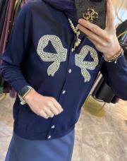 ghısa kurdele işlemeli hırka lacivert 3