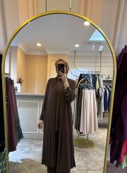 ceremony eteği katlı dikişli arkası aller detaylı uzun bambu kap kahve 3