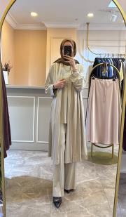 ceremony beli lastikli bol paça bambu pantolon taş