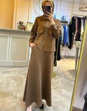 2515 süet etek taba