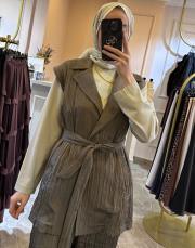 ceremony caliente  belden bağlamalı yelek kahve 2