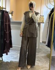 ceremony caliente  belden bağlamalı yelek kahve 4