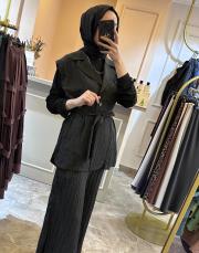 ceremony caliente  belden bağlamalı yelek siyah 2