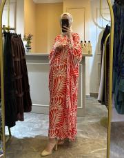 zems yarasa kol inci düğmeli elbise desenli