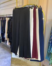 sentez arkası lastikli kısa geniş paça pantolon siyah 3