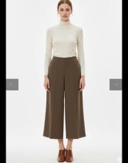 sentez arkası lastikli kısa geniş paça pantolon vizon 2