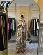 zems çiçek desenli seyyar kemerli incecik elbise desenli