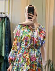 zems çiçek desenli seyyar kemerli incecik elbise desenli 3