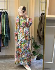 zems çiçek desenli seyyar kemerli incecik elbise desenli 4