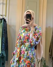 zems çiçek desenli seyyar kemerli incecik elbise desenli 5