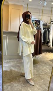 ghisa boncuk işleme detaylı takım ekru 2