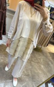 ghisa kendinden desenli önü şifon detaylı takım taş 3