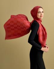 ımannoor dama desen naia şal kiremit