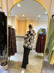 ghisa dantel işlemeli tunik siyah