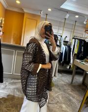 ghisa kapüşon detaylı file kap kahve 3