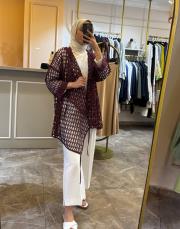 ghisa kapüşon detaylı file kap bordo