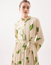 yaprak desenli elbise yeşil