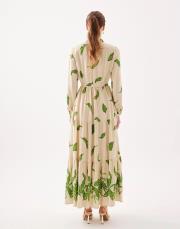 yaprak desenli elbise yeşil 2