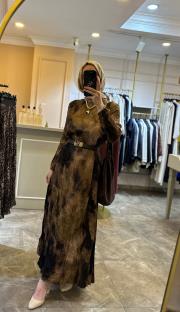 lissmore çanta kombinli elbise kahve 4