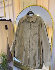 ceremony düğmeli uzun kollu dekoratif dikişli gömlek haki