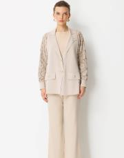 ghisa dantel işlemeli ceket camel 3