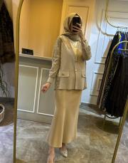 ghisa dantel işlemeli ceket camel 6