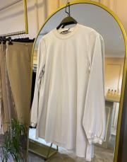 ghisa uzun kol yakası ve bilekleri sim detaylı içlik tunik taş