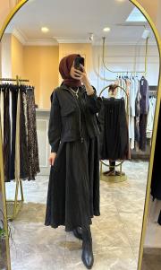 ghisa ceket detaylı elbise siyah 6