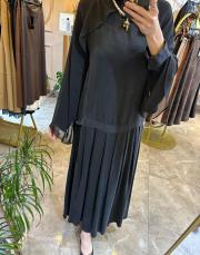 2555 cupra şifon kol elbise siyah 2