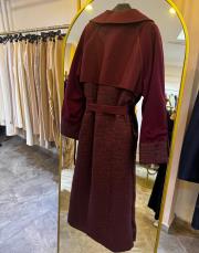 arkası kapitöne detaylı belden kemerli trençkot bordo 2