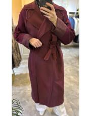 arkası kapitöne detaylı belden kemerli trençkot bordo 3