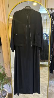 ceketi bambu detaylı elbiseli takım siyah