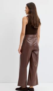 kadriye baştürk yüksek bel nervür dikişli deri pantolon kahve 5