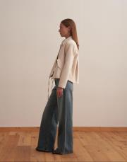 keten karışımlı vatkalı ceket bej 3