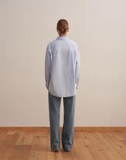 yırtmaç detaylı koton gömlek açık mavi 2