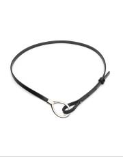 oval tokalı deri kemer siyah