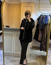 ghısa kadife payet işlemeli yelek siyah 7