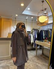 ghisa beli lastikli işlemeli yelek gri 3