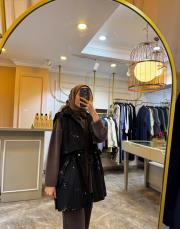 ghisa beli lastikli işlemeli yelek siyah 3