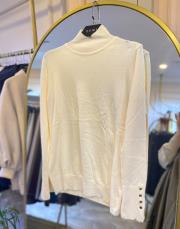 ceremony kolları metal düğmeli balıkçı kısa triko kazak ekru