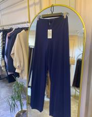 ceremony beli düz lastikli bambu pantolon lacivert