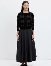 yuvarlak yaka baklava desenli triko hırka siyah